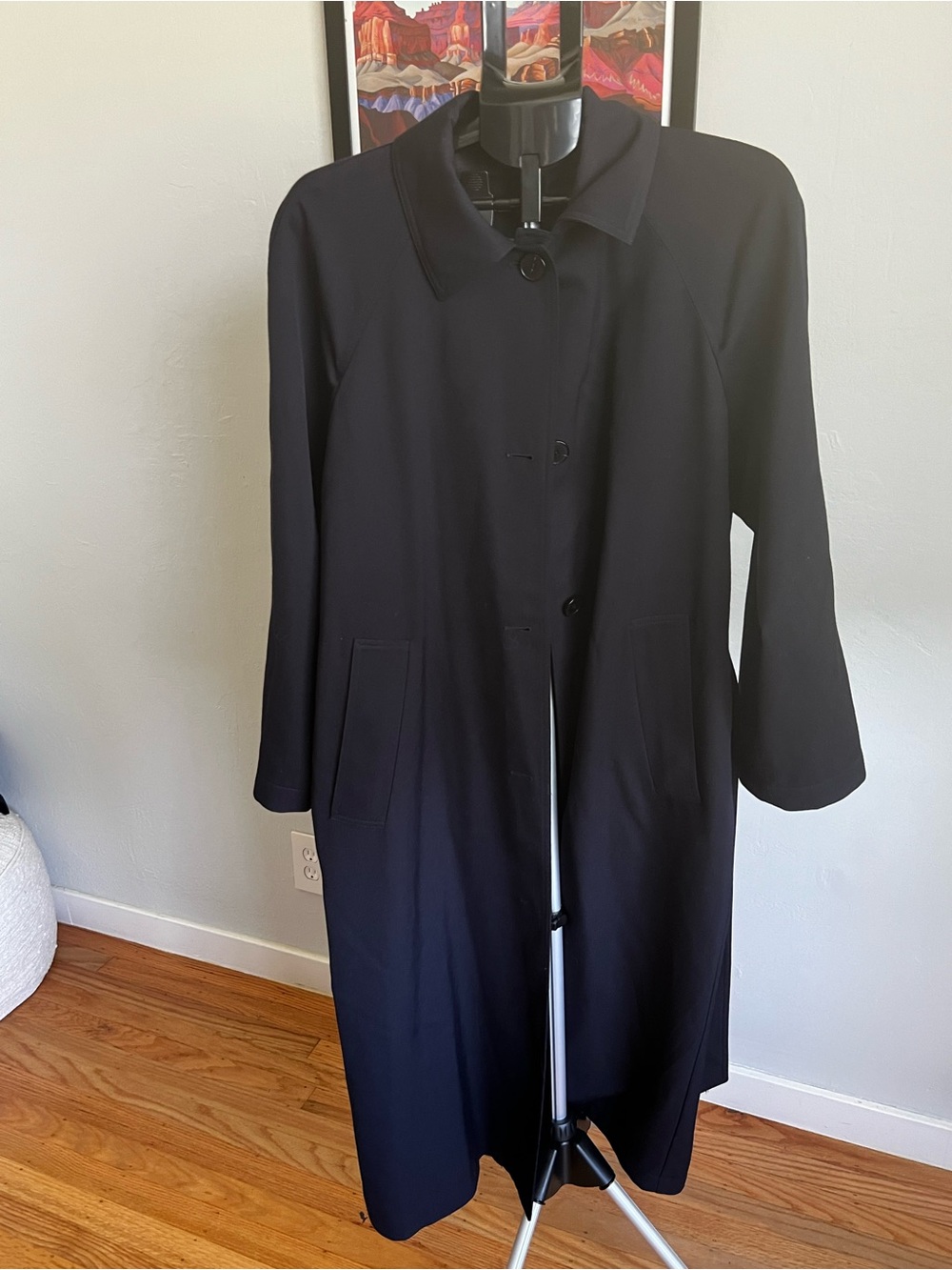 Massimo Dutti Women's Navy Long Trench Coat